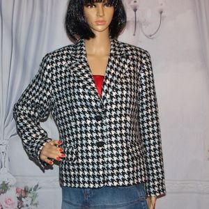 Vintage Sag Harbor Blazer Lightweight Jacket Size 10 Houndstooth pattern